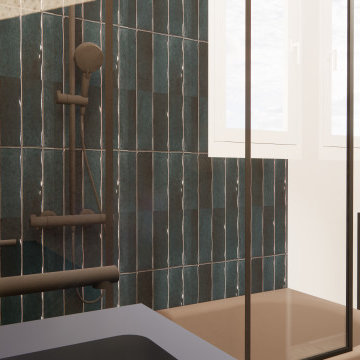 Simulation 3D + chiffrage de travaux d'une salle de bain à Guilvinec (Finistère,