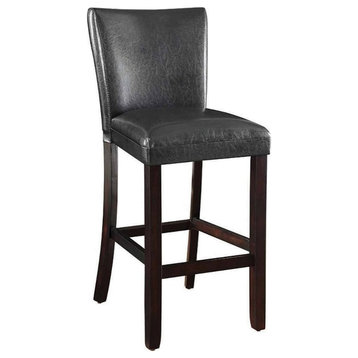 Coaster Upholstered Faux Leather Bar Stool in Black