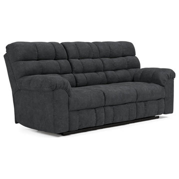 Ashley Furniture Wilhurst Contemporary Fabric Reclining Sofa in Dark Gray