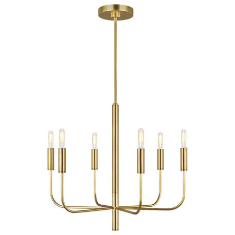 Generation Lighting EC1006BBS Brianna 6 Light Small Chandelier, Burnished Brass