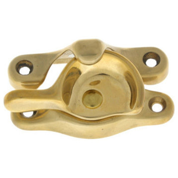 Genuine Solid Brass Small Sash Catch, Polished Brass, No Lacquer