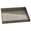 Luxe Gunmetal Silver Leaf Large Decorative Tray, 28" Simple Serving Bar Classic
