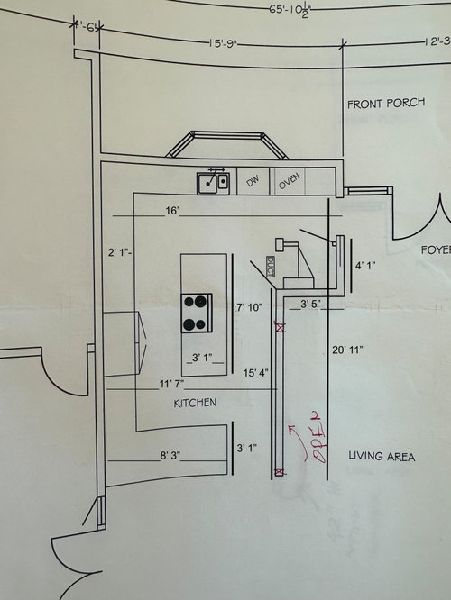 Layout for narrow kitchen