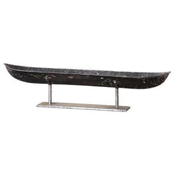 Aged Metal Canoe Sculpture Bowl