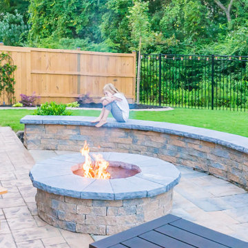 Rustic Patio, Pergola, Fire Pit and French Drain