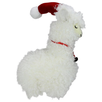 13" Plush Standing Llama With Jingle Bell Necklace Christmas Tabletop Figure