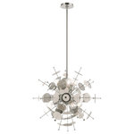 Livex Lighting - Livex Lighting Polished Chrome 6-Light Pendant Chandelier - Cast a luxurious glow over your room with this polished chrome six light pendant chandelier. It has beautiful geometric glass discs that will add dimension to any room. This Art Deco-inspired design features a polished chrome finish for an up-scaled taste of class.