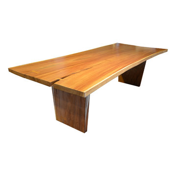 #1881 Live Edge Suar Wood Dining Table w/ Solid Slab Bases 107” x 43 3/8” – 45 1