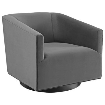 Twist Accent Lounge Performance Velvet Swivel Chair, Gray
