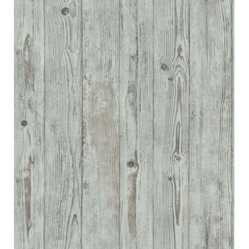 4015-427332 Albright Weathered Oak Panels Wallpaper in Light Blue Gray