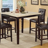 5-Piece Counter Height Set, Stone Slate Table, Button Tufted Chair, Espresso