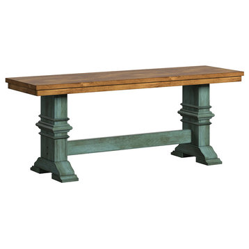 Arbor Hill Two-Tone Trestle Base Dining Bench, Antique Sage Green