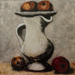 Pablo Picasso Still Life Pitcher and Apples 100% fused glass 19.5" / 19.5" - Artwork
