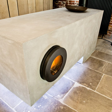 Kamin als Wärme-Sideboard Detail Oberfläche