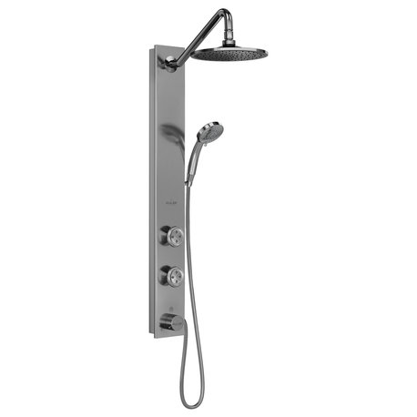 Aloha 8-in Rain Showerhead Shower System and Multi-function Handshower, Brushed Stainless Steel