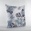 16 Gray White Butterfly Zippered Suede Throw Pillow