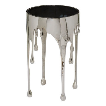 Silver Contemporary Aluminum Accent Table, 24 x 16