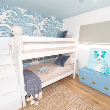 White Twin Low Quadruple Bunk Bed with Stairs