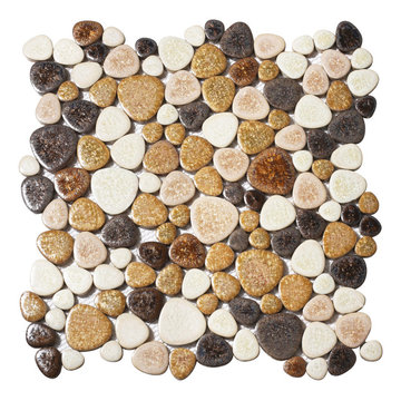 Parrotile Yellowstone Matte Ceramic Pebbles Tile PT82