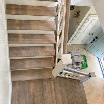 EAST QUOGUE: 4" SELECT WHITE OAK INSTALLED & FINISHED WITH CUSTOM GRAY STAIN