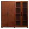 72” Modern Hayes Light Cherry Wood Double Cabinet Storage Unit Glass/Wood Doors