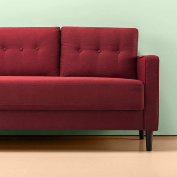 Mid-Century Upholstered 76.4 Inch Sofa, Ruby Red Weave