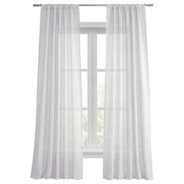 Purity White Linen Sheer Curtain Single Panel, 50"x96"