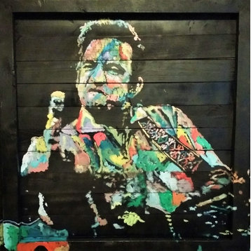"Color Cash" Johnny Cash Wood Wall Art, 40"x40"