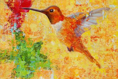 hummingbirds,40x40cm ,acrylic on canvas