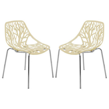 Leisuremod Modern Asbury Dining Chair W/ Chromed Legs, Set Of 2 Ac16Cr2