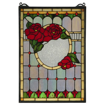 Meyda lighting 119443 14"W X 20"H Morgan Rose Stained Glass Window