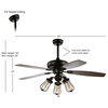 Lucas 52" Caged 3-Light Metal and Wood LED Ceiling Fan, Black