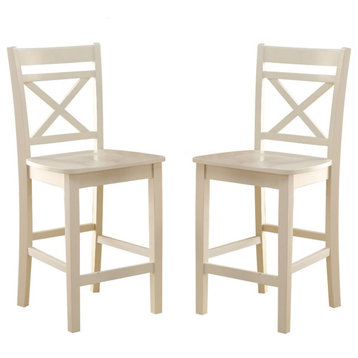ACME Tartys Counter Height Chair, Set of 2, Cream