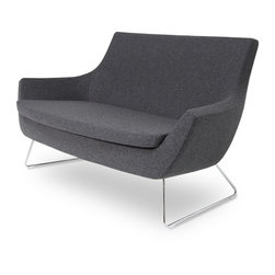 Rebecca Sofa & Chrome Base- Dark Grey Wool - Sofas