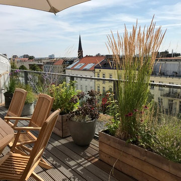 Holzkästen auf Dachgarten