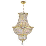 Crystal Lighting Palace - French Empire 12-Light Clear Crystal Chandelier, Gold Finish - This stunning 12-light Crystal Chandelier only uses the best quality material and workmanship ensuring a beautiful heirloom quality piece. Featuring a radiant gold finish and finely cut premium grade crystals with a lead content of 30%, this elegant chandelier will give any room sparkle and glamour.