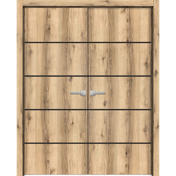 Solid French Double Doors 48 x 84 | Planum 0015 Oak with