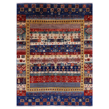 4' 10" X 6' 7" Tribal Persian Gabbeh Handmade Wool Rug Q6545