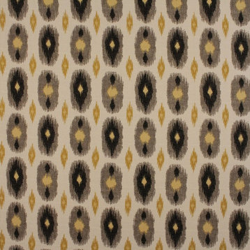 Meadow Beige Yellow Neutral Ikat Print Upholstery Fabric