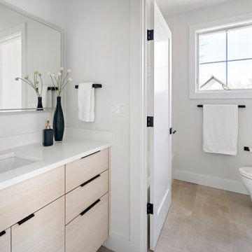Two-Tone Functional Modern Kitchen in Newton, MA