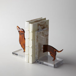 Lucite Dachshund Bookends - Bookends
