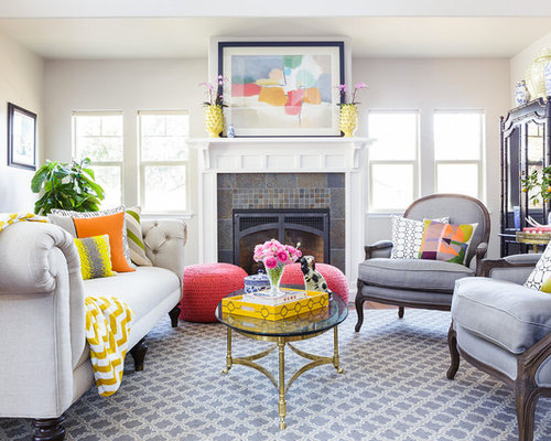 Neutral Living Room With Pops Of Color Ideas, Pictures, Remodel and Decor