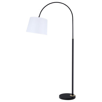 45702-11, 1-Light Arc Floor Lamp, Transitional Design in Black, 69 1/2"