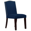 Powell Nail Button Arched Dining Chair, Velvet Navy