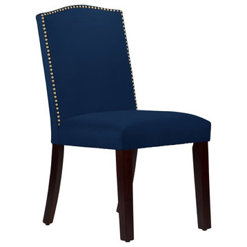 Powell Nail Button Arched Dining Chair, Velvet Navy