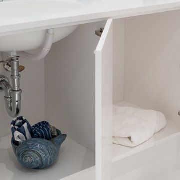 Deep Corian Cabinetry Under Custom Vanity - Philadelphia PA