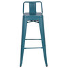 Highland Commercial Grade Low Back Barstool, Frosted Teal (Set of 4)