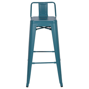 Highland Commercial Grade Low Back Barstool, Frosted Teal (Set of 4)