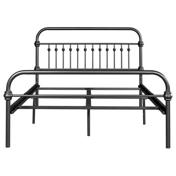 Pemberly Row 58.7" Contemporary Metal Full Size Bed Frame Platform in Black