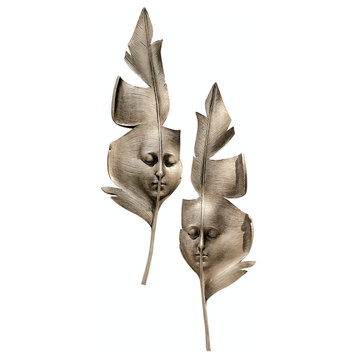 Aurora and Hespera Sculptural Greenmen Wall Masks